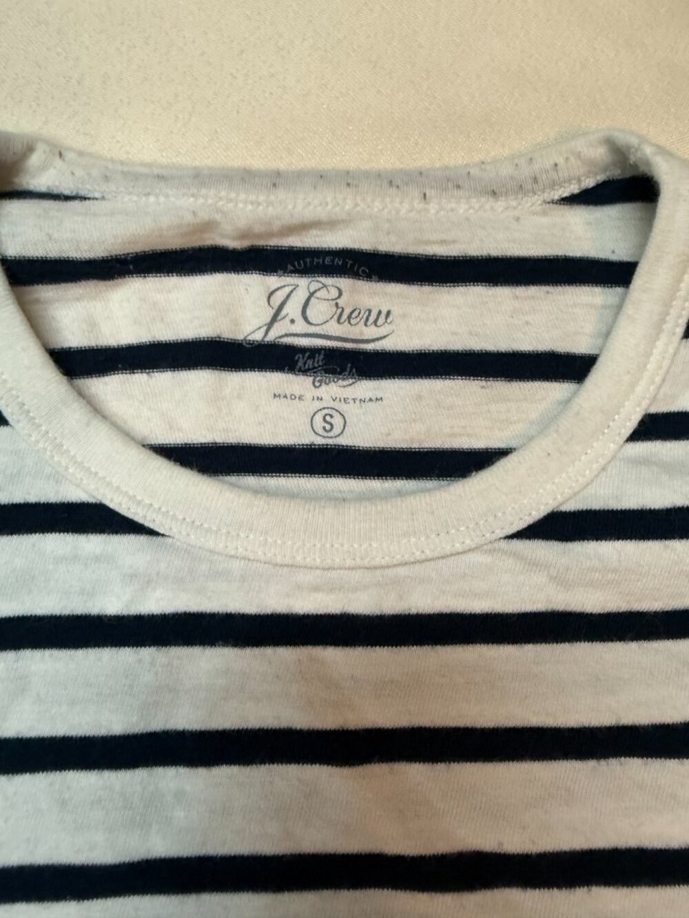 J.Crew Knit Goods Breton Stripe Long Sleeve Tee Navy White Size S - Picture 3 of 3